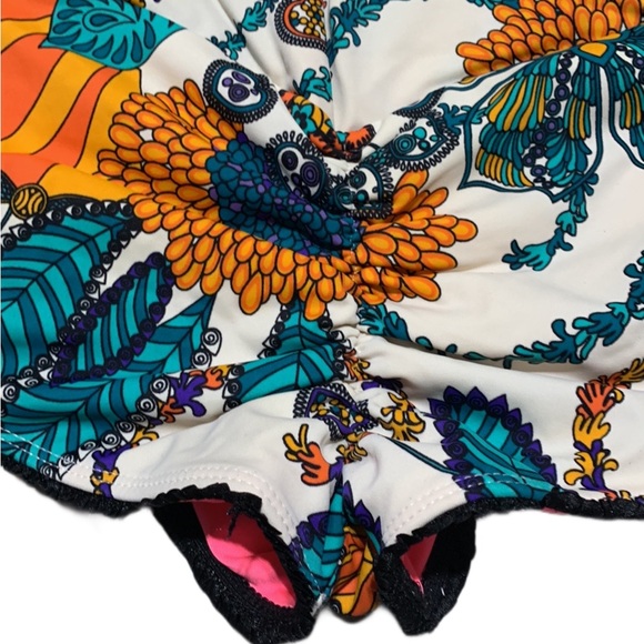 Doll Swimwear Paisley Print High Waisted Ruched Swim Shorts - Picture 8 of 10